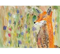 Royal Academy of Arts, Iris, Age 6, Fox in Flowers, Blank Single Greeting Card, (12x 17cm)