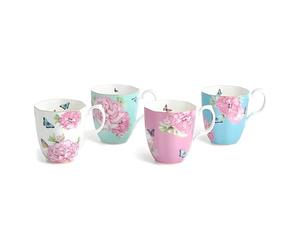 Royal Albert 1067801 Miranda Kerr Ceramic Gold Rim Mug Set, 4 pieces