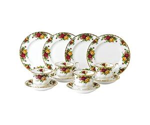 Royal Albert 40035301 Old Country Roses Tea Entertaining 12 Piece Set White, Fine Bone China