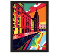 Royal Albert Dock Liverpool Waterfront Pop Art Artwork Framed Wall Art Print A4 Artery8 Black One Size