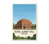 Royal Albert Hall, London, England - Romantic Travel Poster of Iconic Concert Hall Gi Print on Canvas