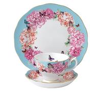 Royal Albert Miranda Kerr 40001840 Devotion Teacup, Saucer & Side Plate 20cm 3 Pc Set, Bone China, 6.1 Ounces, Turquoise, 22