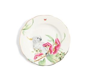 Royal Albert Miranda Kerr Australiana Fine Bone China Decorative 20cm Plate with Cockatoo Design, Gold-Trimmed, White