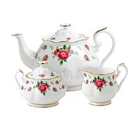 Royal Albert Modern Vintage NCRWTW25823 Teapot, Sugar, Cream 3 Piece Set, NCR White, Bone China
