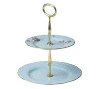 Royal Albert Modern Vintage POLBLU25866 2 Tier Cake Stand, Polka Blue, Fine Bone China