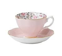 Royal Albert Modern Vintage ROSCON26135 Teacup & Saucer, 2 Piece Set Rose Confetti, Bone China, Pink