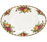 Royal Albert Old Country Roses IOLCOR00111 21.5cm Sauce Boat Stand, White, Fine Bone China