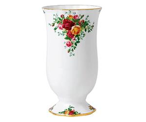 Royal Albert - Old Country Roses Vase Gift - Vintage Fine Bone China Display Vase - Medium Size - Floral Pattern, 22cm, White