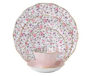 Royal Albert Rose Confetti 5-Piece Place Setting, White, Pink, Purple,