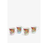 Royal Albert Tea Cups, Bone China, Mugs with Handles, Old Country Rose, Mixed Colours/Floral, 4pcs