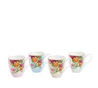 Royal Albert Tea Cups, Bone China, Mugs with Handles, Old Country Rose, Mixed Colours/Floral, 4pcs