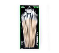 Royal and Langnickel Flat Long Handle Taklon Variety Brush Set - White (Pack of 12)