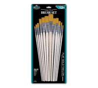 Royal and Langnickel Long Handle Flat Taklon Variety Brush Set - Gold (Pack of 12)