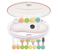 Royal Angels Rechargeable 22 in 1 Baby Nail Trimmer with LCD Display, Labeled Case, 13 Extra Pads, 4 Speed Settings, Safe Quiet LED Light Electric Baby Nail File Kit for kids (Rechargeable, WhitePink)