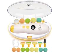 Royal Angels Rechargeable 22 in 1 Baby Nail Trimmer with LCD Display, Labeled Case, 13 Extra Pads, 4 Speed Settings, Safe Quiet LED Light Electric Baby Nail File Kit for Newborns Toddlers (Mango)