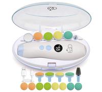 Royal Angels Rechargeable 22 in 1 Baby Nail Trimmer with LCD Display, Labeled Case, 13 Extra Pads, 4 Speed Settings, Safe Quiet LED Light Electric Baby Nail File Kit for Kids (Rechargeable,WhiteBlue)