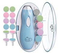 Royal Angels Upgraded 20 in 1 Baby Nail Trimmer, Labeled Case, 12 Extra Replacement Pads, Safe Electric Baby Nail File Kit for Newborns & Toddlers, Whisper Quiet Clipper with Light (Azure Blue)