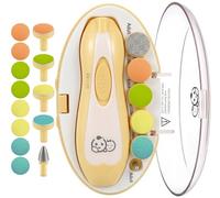Royal Angels Upgraded 21 in 1 Baby Nail Trimmer with Labeled Case, 13 Extra Replacement Pads, Safe Electric Baby Nail File Kit for Newborns & Toddlers, Whisper Quiet Nail Clipper LED Light (Yellow)