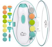 Royal Angels Upgraded 21 in 1 Baby Nail Trimmer with Labeled Case, 13 Extra Replacement Pads, Safe Electric Baby Nail File Kit for Newborns & Toddlers, Whisper Quiet Nail Clipper LED Light (Green)