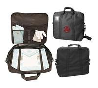 Royal Arch Chapter Triple Tau Hand Embroidery - Direct Red Embroidery | Imitation Leather Freemason Bag with Strap, Black, MM/WM