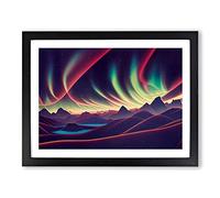 Royal Aurora Borealis Framed Print | A2 Black Framed Wall Art | Ready to Hang | Modern Landscape Picture | Living Room Bedroom Lounge Office