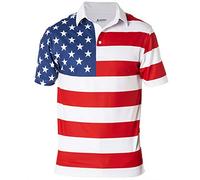Royal & Awesome American Flag Men's Golf Polo Shirts, Golf Tops for Men, Men's Polo Shirts, Medium