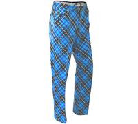 Royal & Awesome Blue Plaid Tartan Golf Trousers for Men Slim Fit, Men's Golf Trousers, Funky Golf Trousers, Tapered Mens Golf Trousers