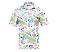 Royal & Awesome Funny Mens Brushed Pastel Golf Polo Shirt, Crazy Colourful Patterned Golf Top for Men, Stretch Fit, Small