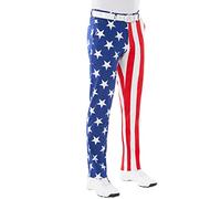 Royal & Awesome Funny Mens Golf Trousers, USA Flag Crazy Patterned Stretch, Golf Pants for Men, Waist 32 Leg 32