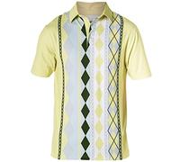 Royal & Awesome Funny Mens Retro Golf Polo Shirt, Crazy Colourful Vintage Patterned Golf Top for Men, Stretch Fit, Medium