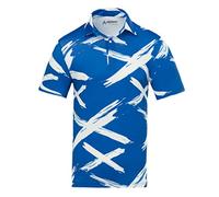 Royal & Awesome Funny Mens Saltire Scottish Flag Golf Polo Shirt, Crazy Colourful Patterned Golf Top for Men, Stretch Fit, XX-Large