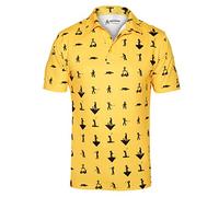 Royal & Awesome Funny Mens Stick Golfer Golf Polo Shirt, Crazy Colourful Novelty Patterned Golf Top for Men, Stretch Fit, Small