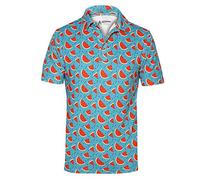 Royal & Awesome Men's Watermelon Golf Polo Shirts, Golfing Tops, Men's Golf Shirts, Polo Shirts for Men, X-Large