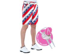 Royal & Awesome Pars and Stripes Mens Golf Shorts, American Flag Shorts USA