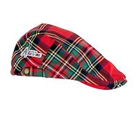 Royal & Awesome Royal Steward Tartan Funny Golf Flat Cap, Bold Red Tartan Novelty Golf Hat for Men, One Size