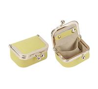 Royal Bagger Genuine Cow Leather Mini Jewelry Box Women's Coin Purse Solid Color Kiss Lock Change Pouch Casual Style Small Storage Bag for Women 1894 (Yellow)