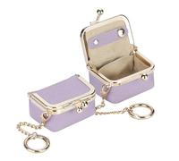 Royal Bagger Genuine Cow Leather Mini Jewelry Box Women's Coin Purse Solid Color Kiss Lock Change Pouch Casual Style Small Storage Bag for Women 1894 (Light Purple 2)
