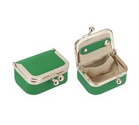 Royal Bagger Genuine Cow Leather Mini Jewelry Box Women's Coin Purse Solid Color Kiss Lock Change Pouch Casual Style Small Storage Bag for Women 1894 (Lake Green)