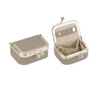 Royal Bagger Genuine Cow Leather Mini Jewelry Box Women's Coin Purse Solid Color Kiss Lock Change Pouch Casual Style Small Storage Bag for Women 1894 (Elephant Grey)