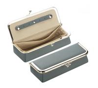 Royal Bagger Genuine Leather Jewelry Box for Women, RFID Blocking Organizer, Kiss Lock Coin Purse & Glasses Case 4135 (Almond Green)