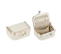 Royal Bagger Genuine Leather Mini Jewelry Women's Coin Purse Solid Color Kiss Lock Change Pouch Casual Style Small Storage Bag for Women 1894, White