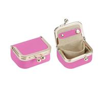 Royal Bagger Genuine Leather Mini Jewelry Women's Coin Purse Solid Color Kiss Lock Change Pouch Casual Style Small Storage Bag for Women 1894, Rose-1