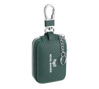 Royal Bagger Mini Portable Earphone Bags Genuine Leather Small Key Wallet with Keychain Fashion Tiny Headphone Bag 2901 (Dark Green)