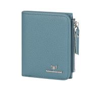 Royal Bagger RFID Blocking Genuine Leather Short Wallet for Women - Slim Bifold Coin Purse, Fashionable & Simple Design 3201 (Flax Blue)