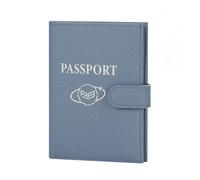 Royal Bagger RFID Genuine Leather Passport Wallet for Women, Casual Travel Wallets Card Holder with SIM Card Pin Tool 3220, Flax Blue, Casual