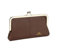 Royal Bagger RFID Kiss Lock Wallet, Solid Color Multi-card Slots Card Holder, Genuine Leather Clutch Purses for Women 1468, Coffee, Casual