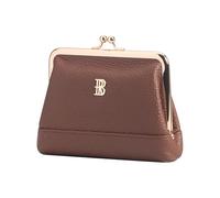 Royal Bagger Women's Genuine Cow Leather Coin Purse with Kiss Lock, Multi-Compartment Wallet, Card Holder, Coffee, Casual
