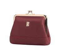 Royal Bagger Women's Genuine Cow Leather Coin Purse with Kiss Lock, Multi-Compartment Wallet, Card Holder, Wine Red, Casual