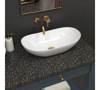 Royal Bahtrooms White Ceramic Counter Top Basin Sink Oval Vessels 615mm Sit On Worktop