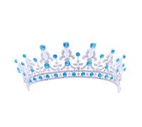 Royal Baroque Wedding Crown, Sky-Blue Rhinestone Tiara for Women, Bridal Headpiece for Engagements and Parties